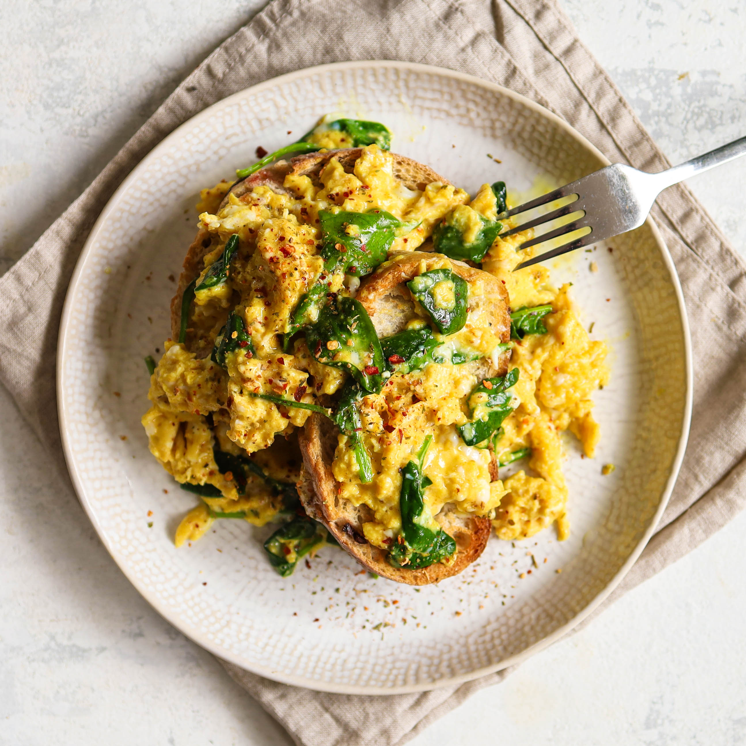 Turmeric Scrambled Eggs with Sourdough - The Groovy Food Company