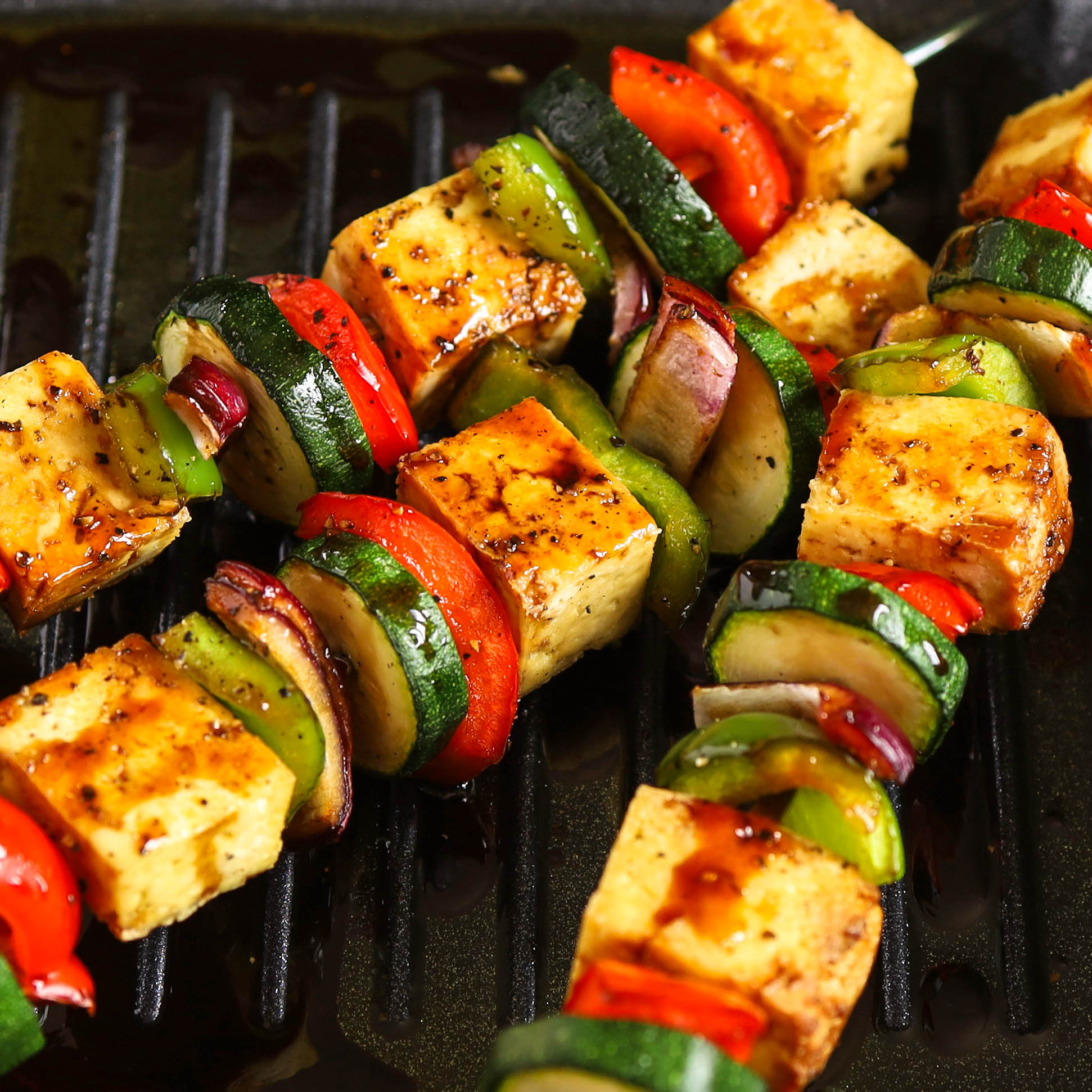 Tofu & Vegetable Skewers with a Date Syrup Glaze - The Groovy Food Company